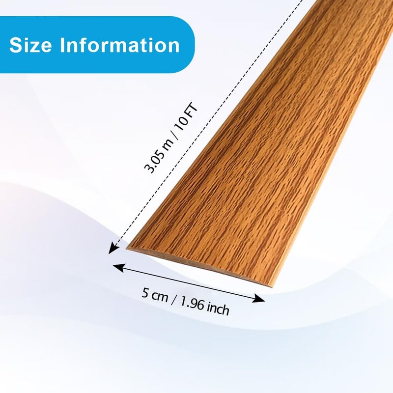 Panço Floor Transition Strip Self Adhesive Laminate Floor Strip Threshold Seam Cover Strip Vinyl Door Floor Trim Elegant Wood Grain Design (Brown Wood Grain, 2""/10 FT) - Image 2